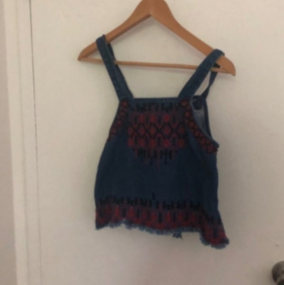 Blank NYC Tops - BlankNYC Denim Embroidered Sleeveless Tie Back Top XS